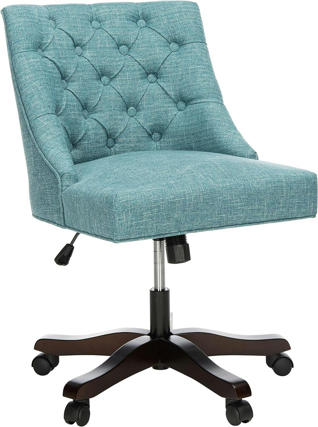 Soho Transitional Blue Wood Task Chair with Tufted Detail