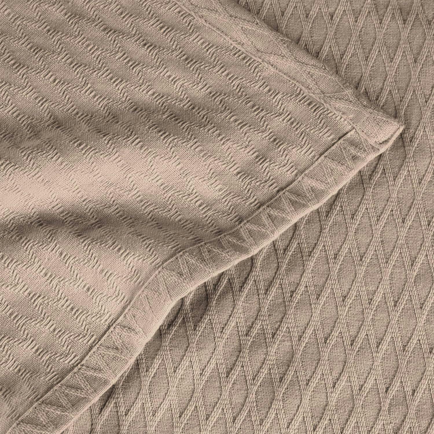 Chevron Charm All-Season Cotton Throw Blanket, 60" x 50", Khaki