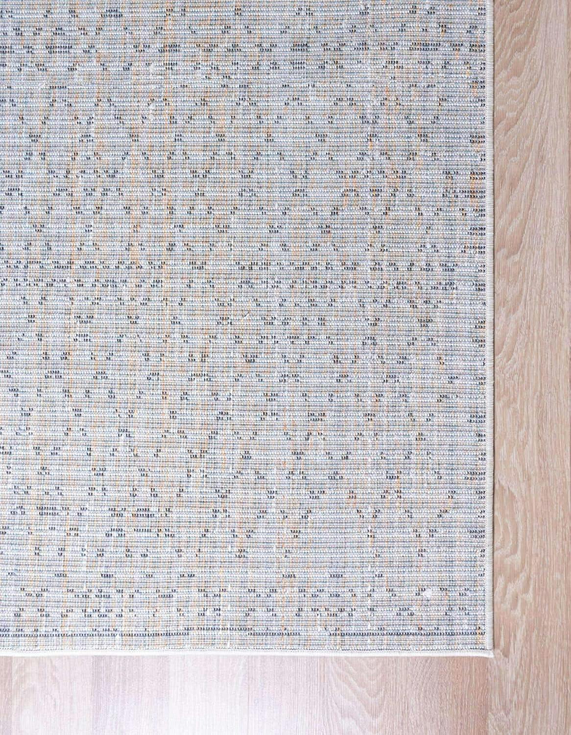 Ivory Geometric Synthetic 2' 2" x 6' 0" Indoor Runner Rug