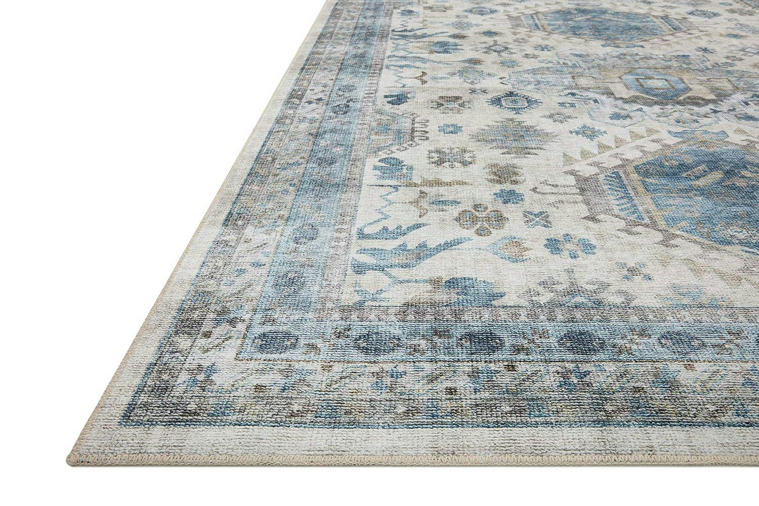 Ivory Medallion Runner Rug in Wool and Synthetic Blend, 30x90