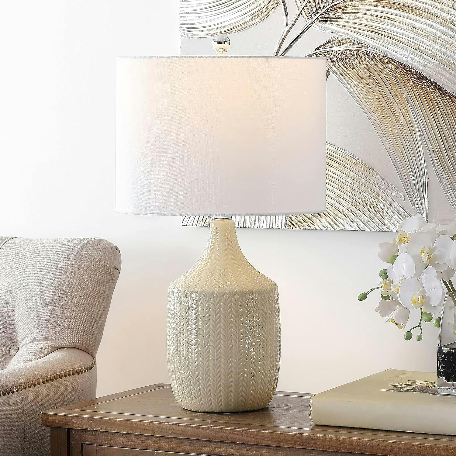 Arcadia Adjustable Cream Ceramic Artistic Table Lamp 15"
