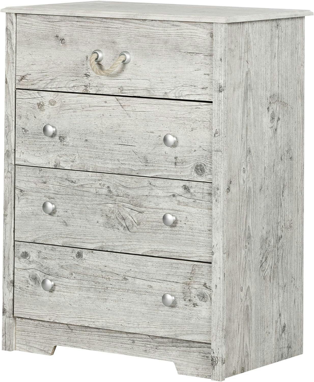 Coastal White 4-Drawer Nursery Dresser with Rope Handle