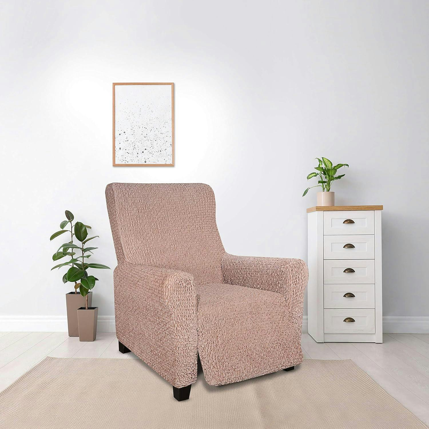 Italianate Modern Bronze Velvet Recliner Chair Slipcover