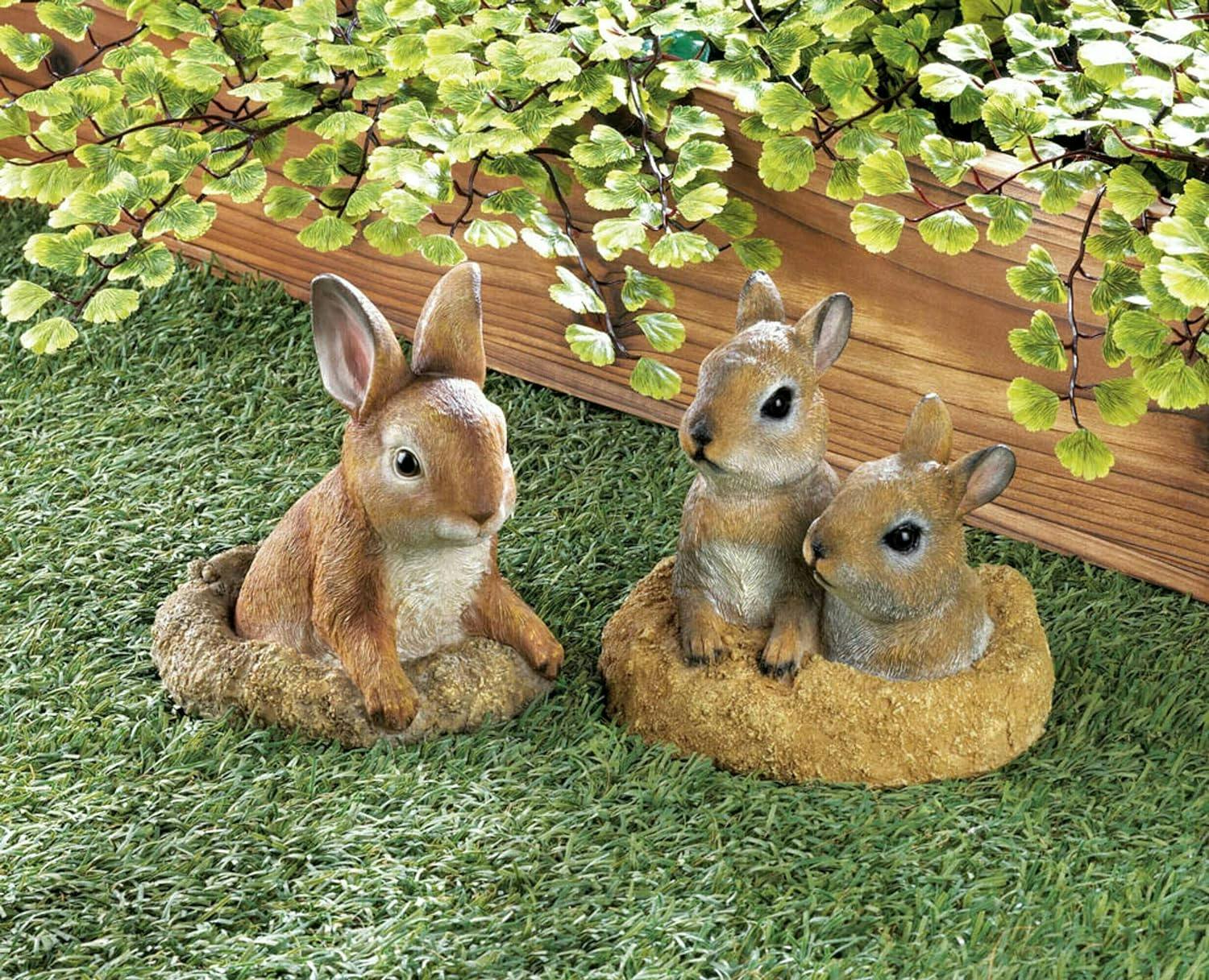 Curious Bunny Whimsical Garden Sculpture in Subtle Tones