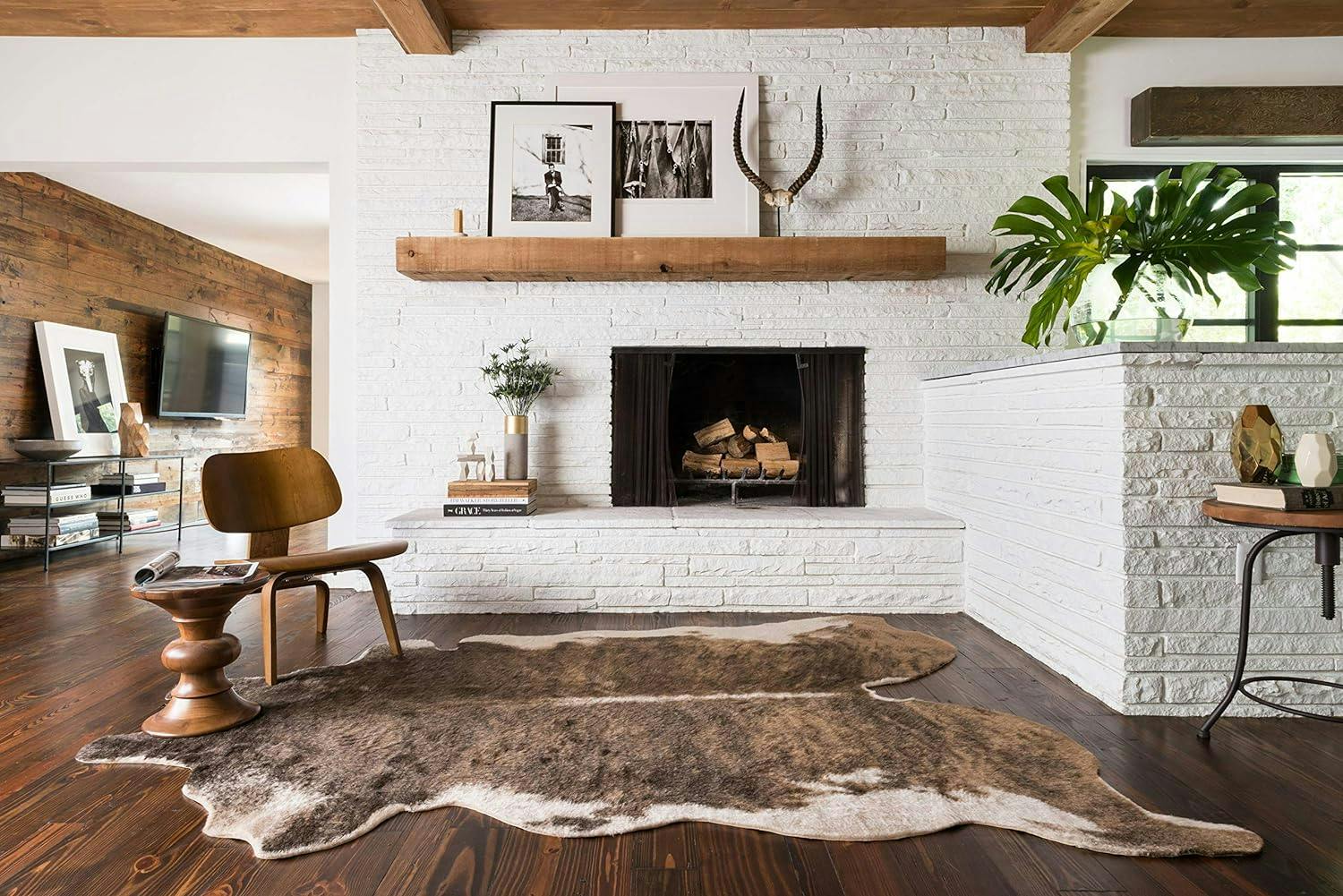 Cabin Charm Camel & Beige Synthetic Cowhide Rug, 3'10" x 5'