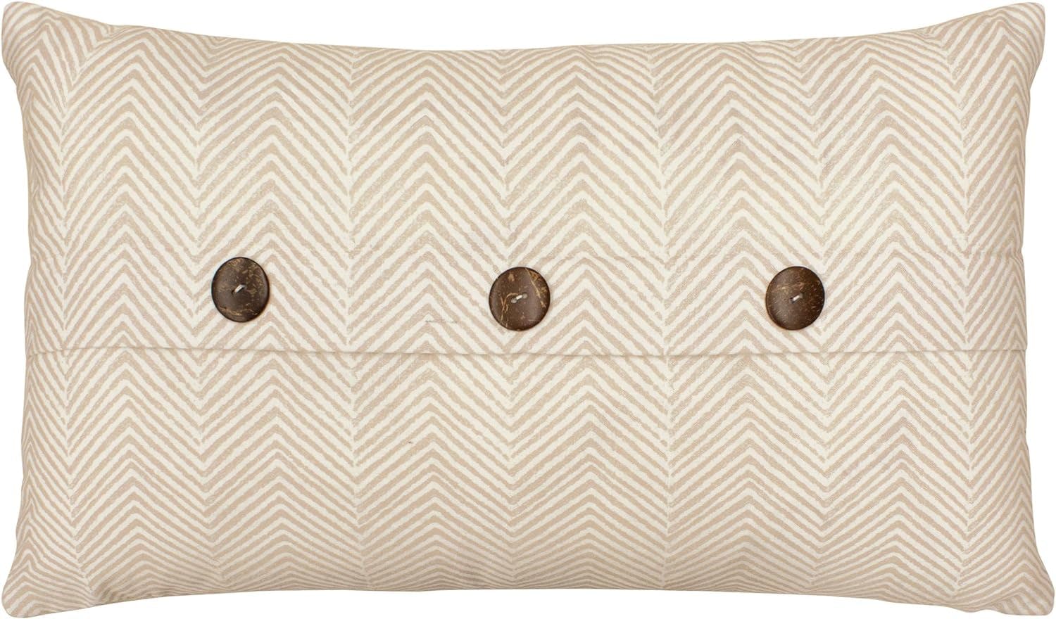 Milly Chevron 14x24 Decorative Pillow Set in Beige and White