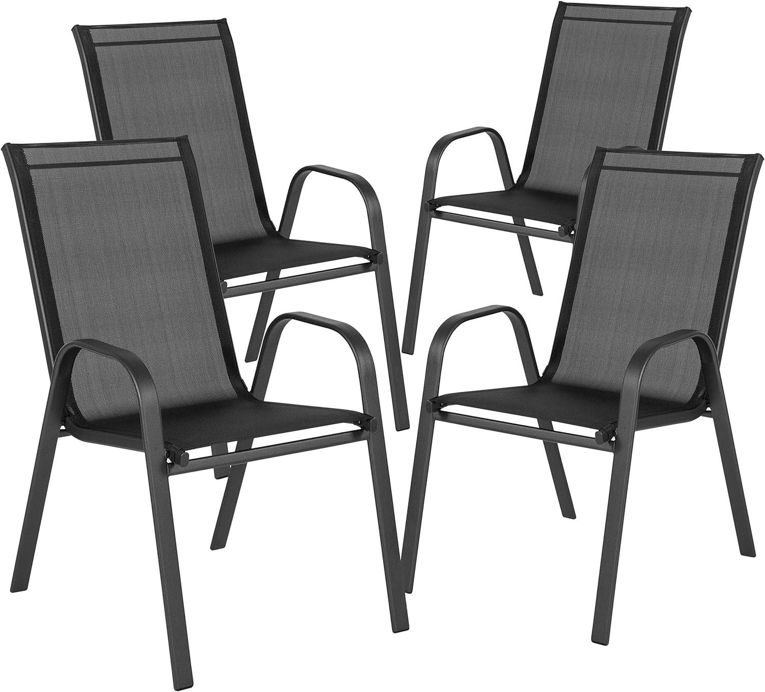 Brazos 7-Piece Black Steel & Tempered Glass Outdoor Dining Set