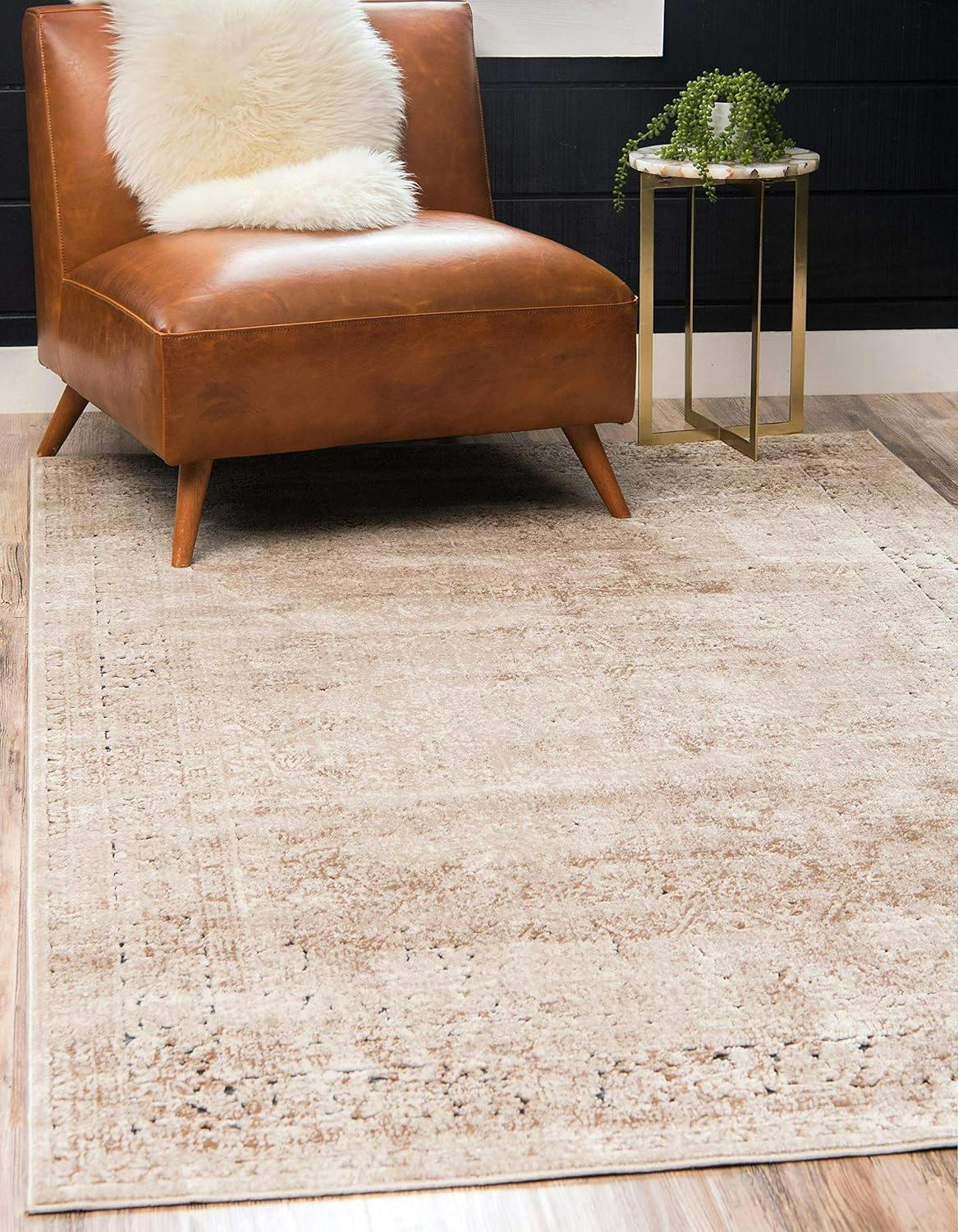 Eliza Collection Neutral Toned 5' x 8' Beige and Light Brown Area Rug