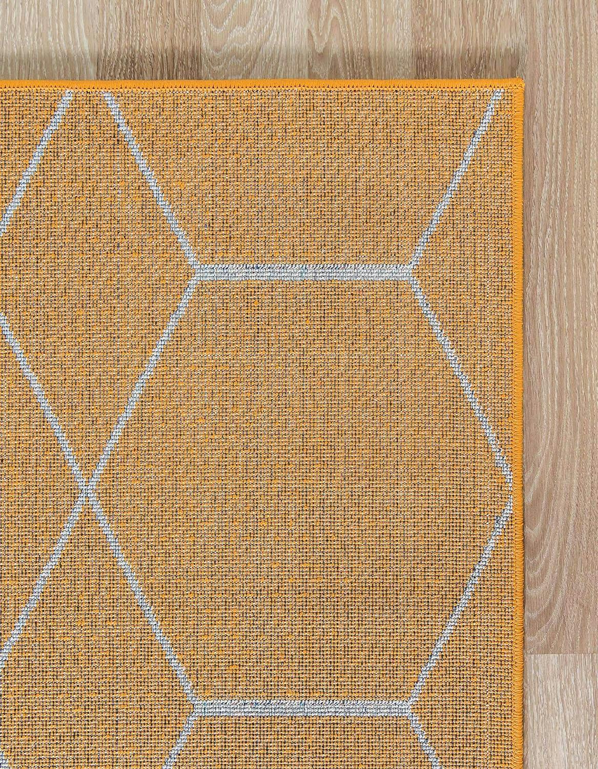 Vivid Orange and Ivory Geometric Trellis 6' x 9' Area Rug