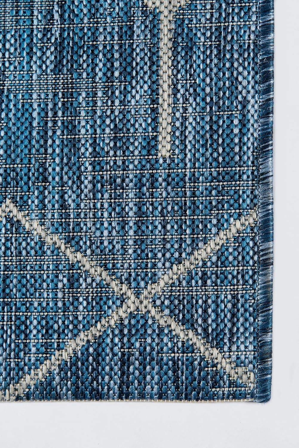 Monaco Blue Geometric Indoor/Outdoor Easy-Care Rug, 3'3" x 5'