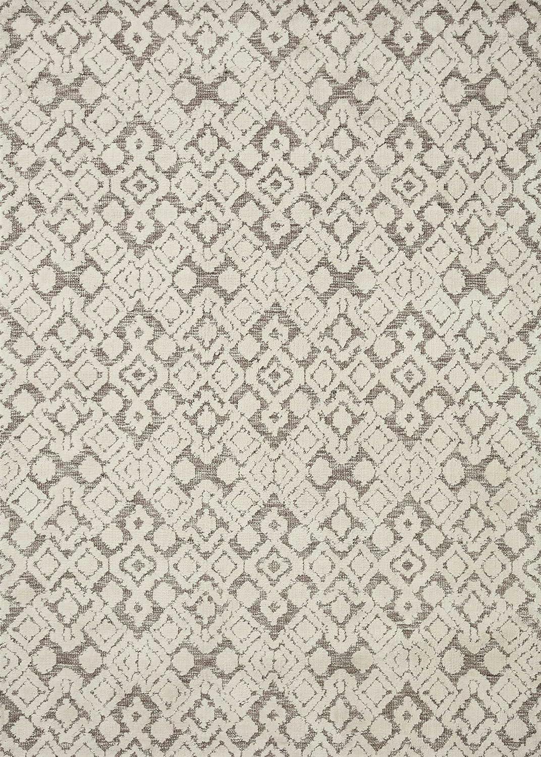 Ivory Geometric Wool-Synthetic Blend 7'9" x 9'9" Area Rug