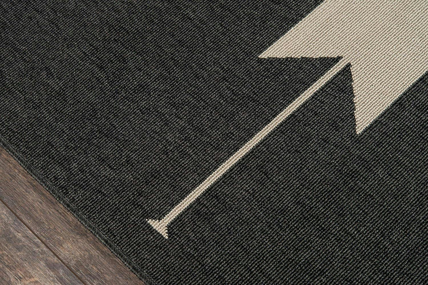 Contemporary Charcoal Gray Geometric Outdoor Rug, 8'6" x 13'
