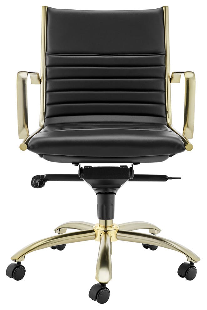 Dirk High Back Swivel Leather Task Chair in Black & Gold