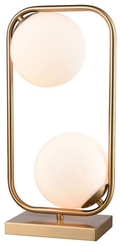 Moondance Aged Brass 2-Light Table Lamp with Frosted White Glass