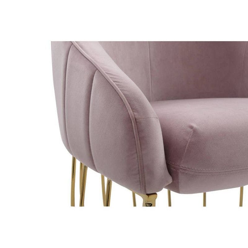 Blush Velvet Curved Accent Chair with Gold Metal Frame