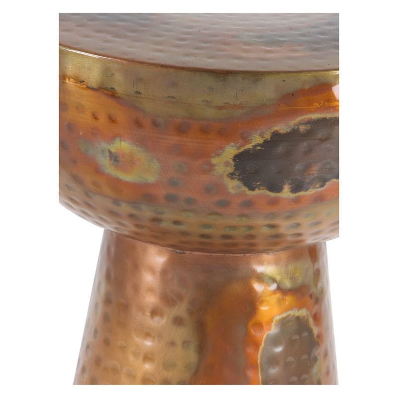 Vintage-Inspired Copper Metal Round Accent Stool - 22.5" x 15.4"