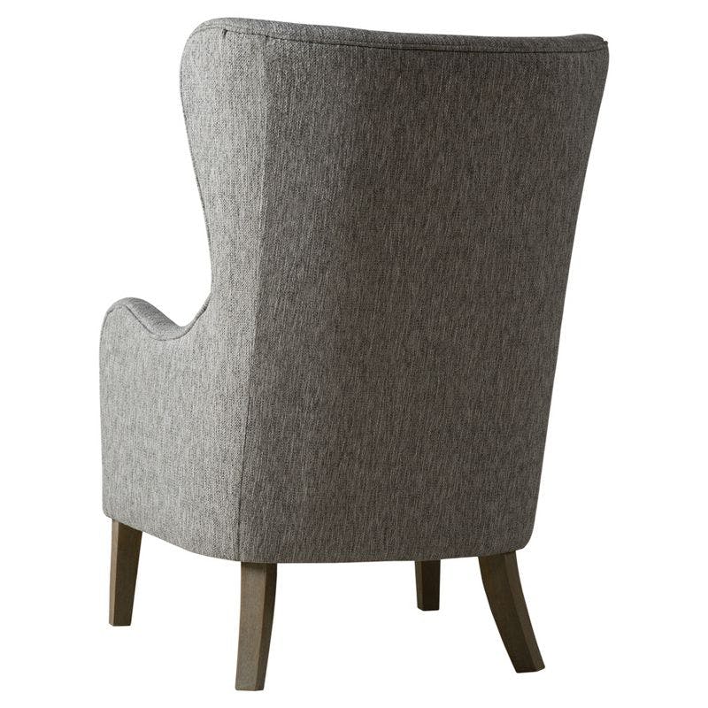 Elegant Gray Swoop Wing Accent Chair with Solid Wood Legs