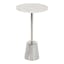 Tira 17'' White Marble and Silver Metal Round Side Table