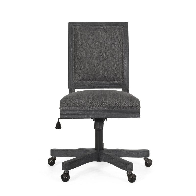 Charcoal Grey and Weathered Wood Rustic Swivel Office Chair