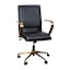 Mid-Back Executive Swivel Office Chair in Brushed Gold and Black Leather