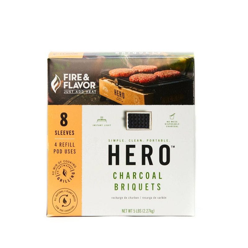 Eco-Friendly HERO Bamboo Charcoal Briquets 8-Pack