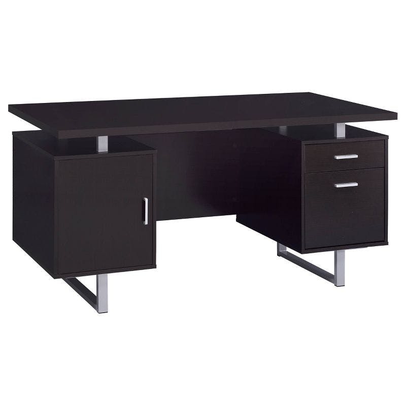 Cappuccino Contemporary 60'' Executive Desk with Filing Cabinet