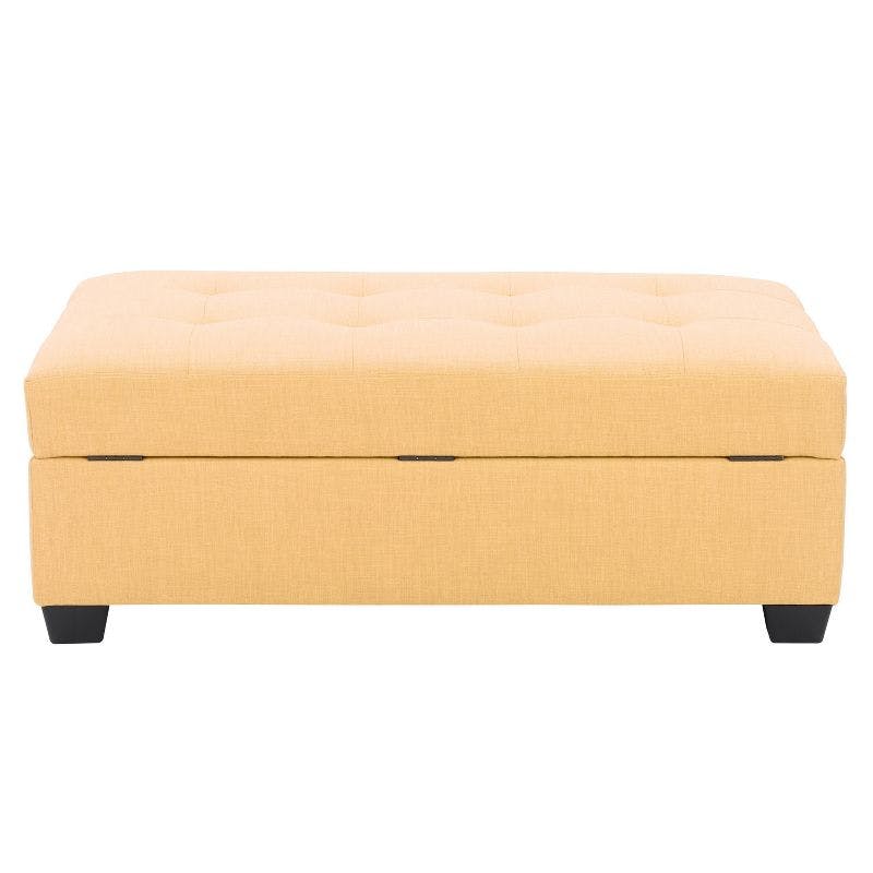 Modern Yellow Fabric Tufted Storage Ottoman with Internal Compartment