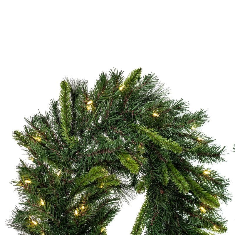 Lush Pine & Ribbon Pre-Lit Christmas Garland - 27in