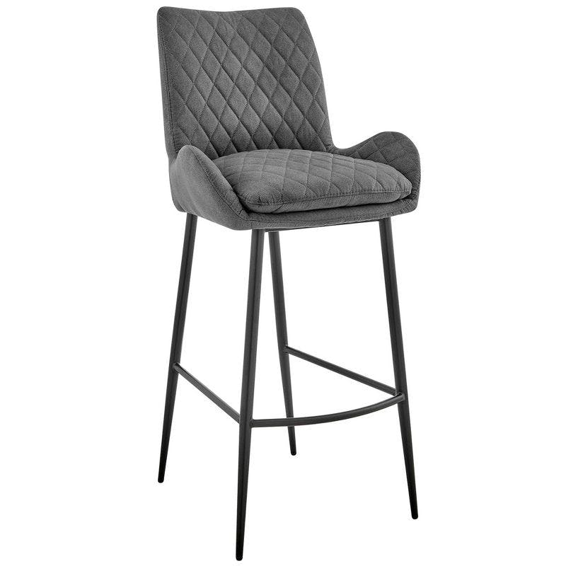 Contemporary Charcoal Fabric & Black Metal Adjustable Swivel Counter Stool