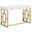 Elysian 47" Gold and White High Gloss Writing Desk with 3 Drawers