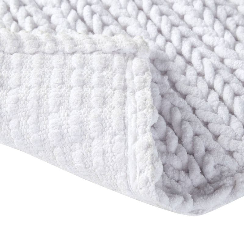 Soft White Cotton Chenille Chain Stitch 20x30 Bath Rug