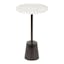 Tira 17" Pewter and White Marble Round Side Table