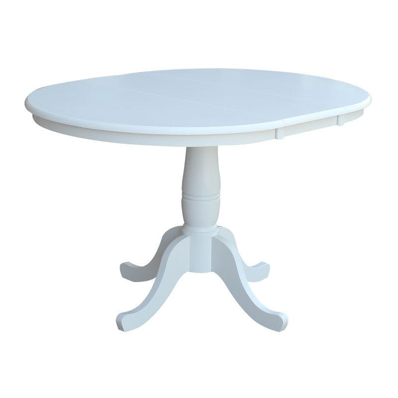 Farmhouse Elegance 50" Extendable Round Wood Dining Table in White