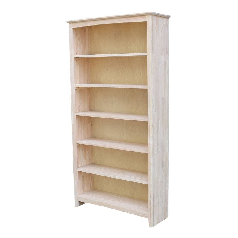 Elegant Parawood 72" Adjustable Solid Wood Shaker Bookcase - Brown