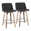 Walnut and Charcoal Gray Swivel Counter Stools - Set of 2