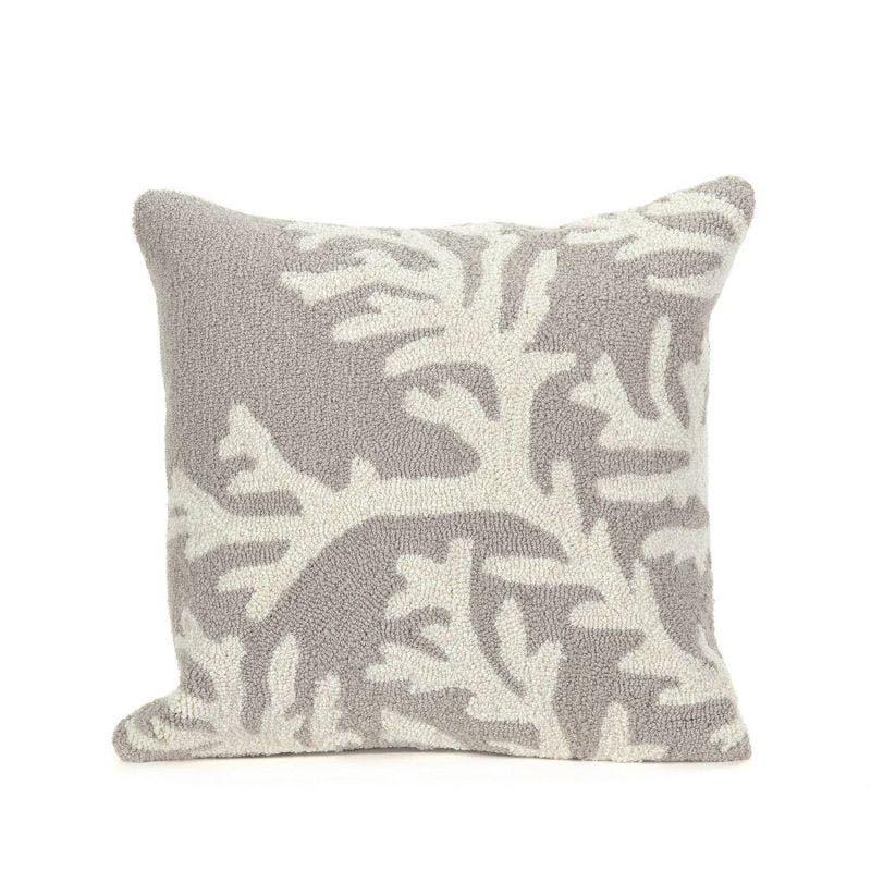 18"x18" Coastal Coral Design Indoor/Outdoor Silver Square Throw Pillow Set