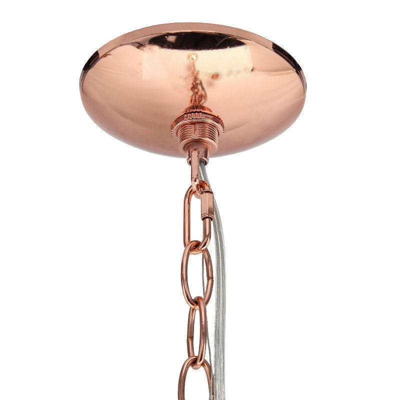 Elegant Rose Gold 5-Light Glass Pendant Chandelier, 20.5in
