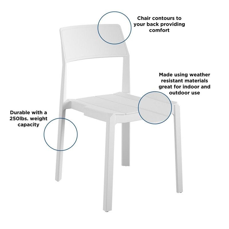 Chandler Modern White Patio Dining Chairs, Indoor/Outdoor, Set of 2