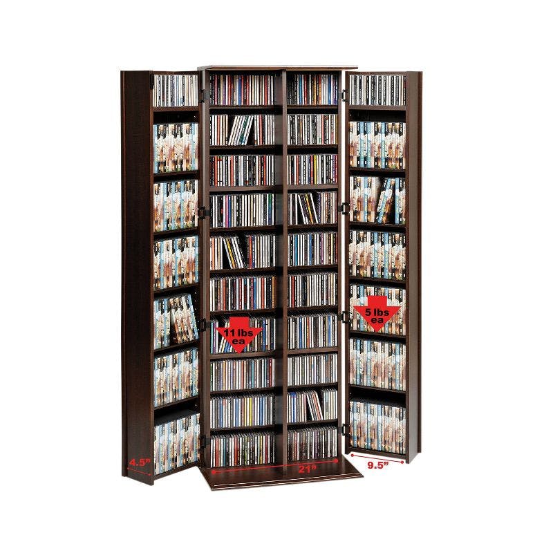 Espresso Grande 70'' Locking Media Storage Cabinet with Adjustable Shelves