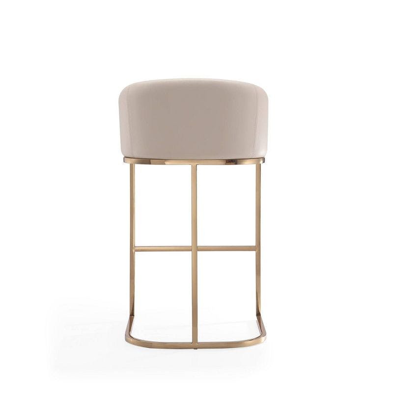 Manhattan Comfort Louvre Cream Leather Barstool with Gold Base (Set of 2)