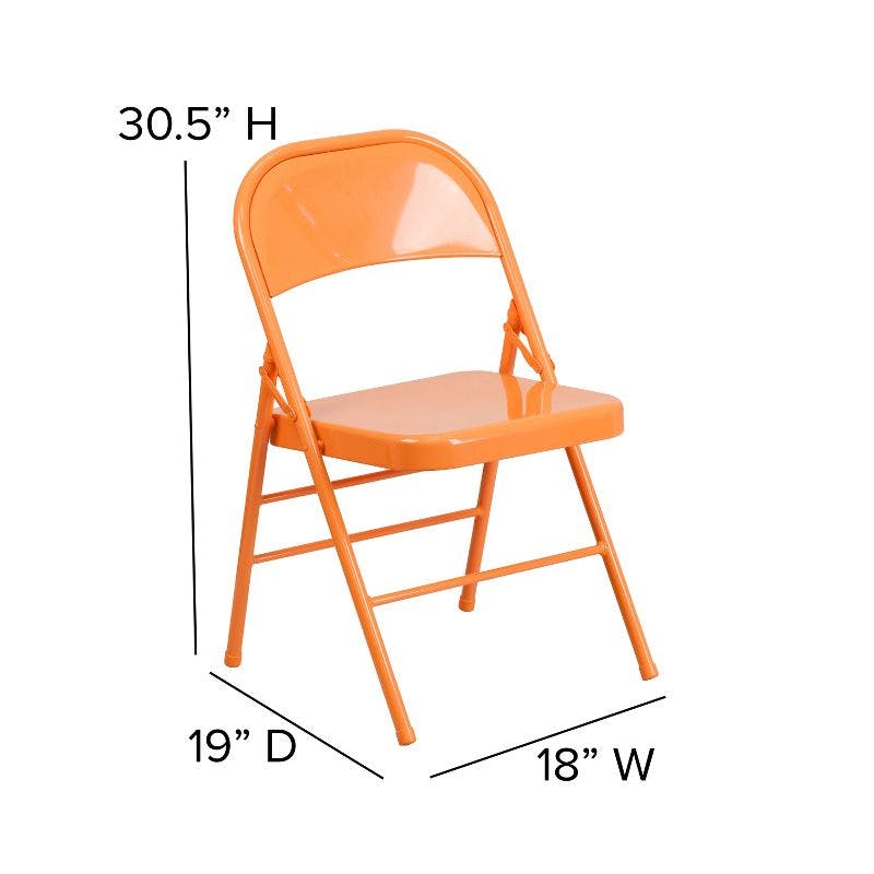 Hercules Colorburst Orange Marmalade Metal Folding Chair 4-Pack