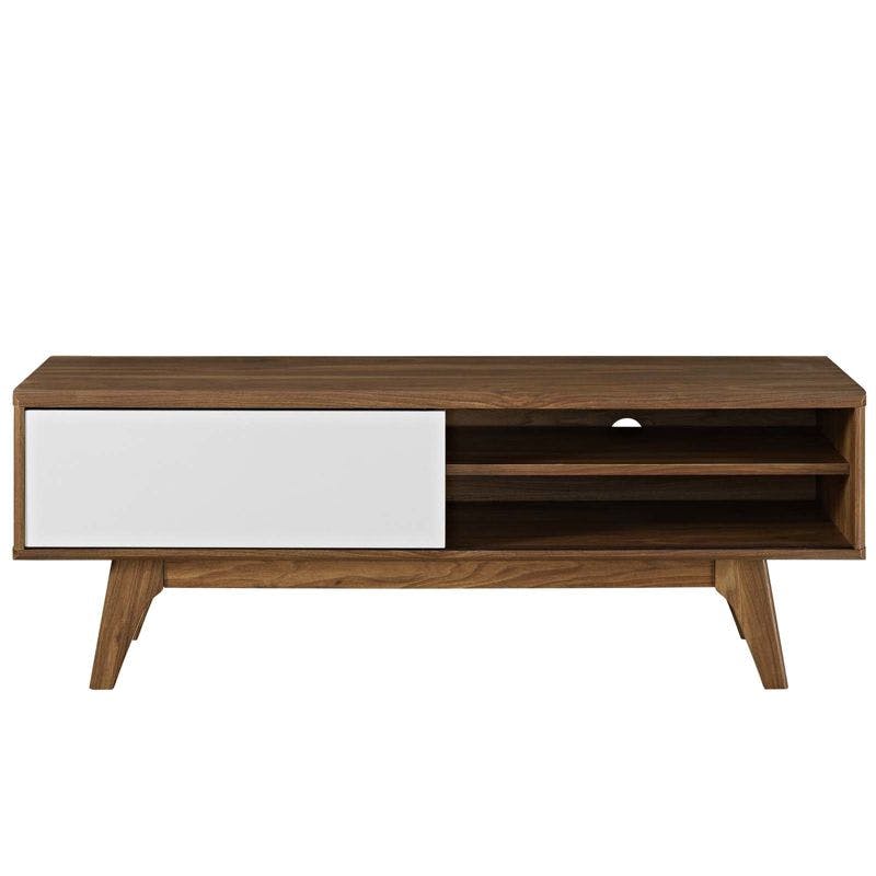 Elegant Envision 48" White and Walnut TV Stand with Cabinet