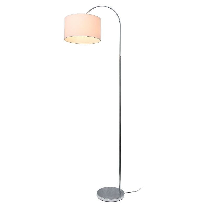 Elegant 66" Arched Brushed Nickel Floor Lamp with White Fabric Shade