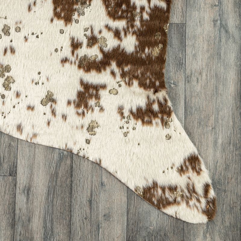 Luxurious Faux Cowhide Brown 5' x 6'7" Synthetic Area Rug