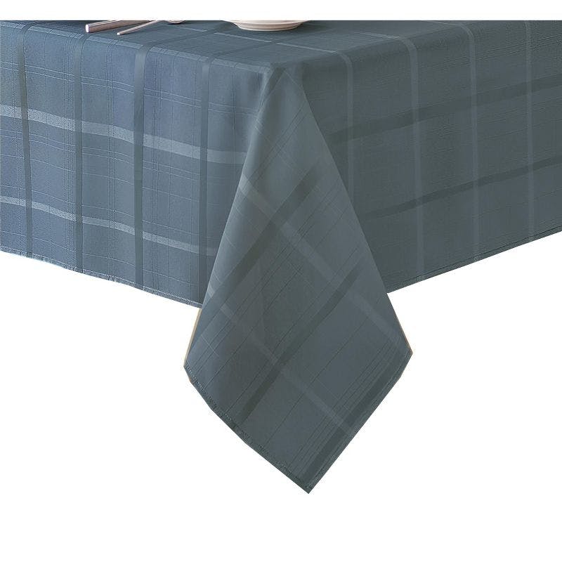 Blue Shadow Elegance Plaid 60" x 84" Polyester Tablecloth