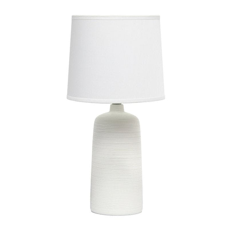 Elegant Off-White Ceramic Table Lamp with Textured Base