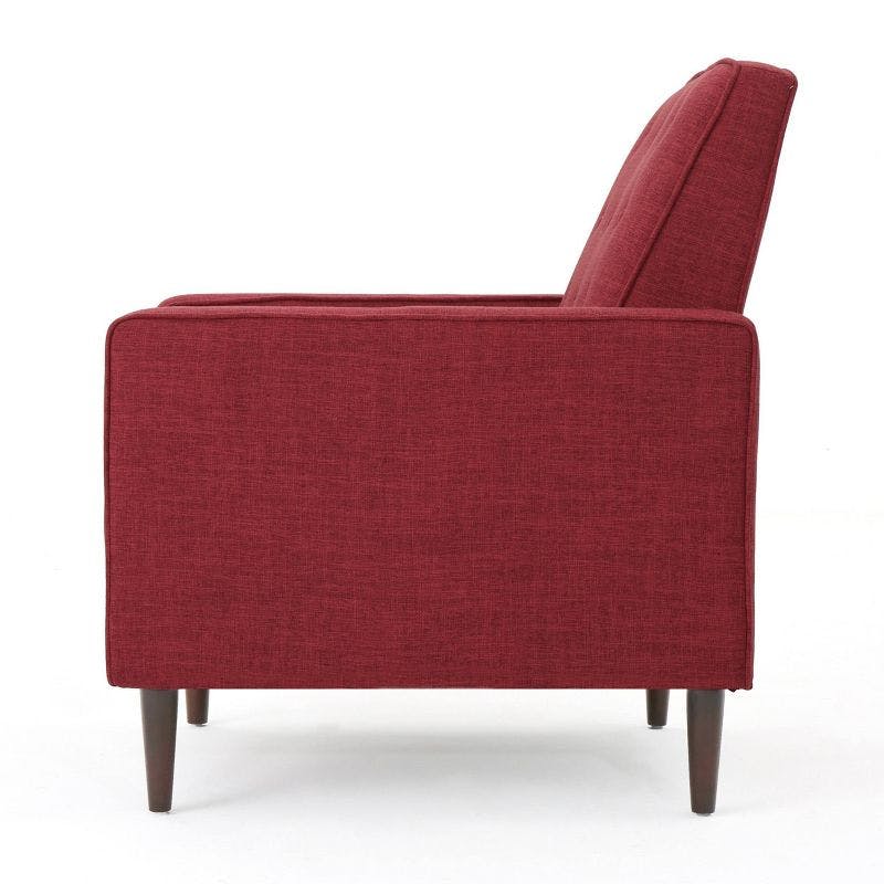 Mid-Century Tufted Back Red Microfiber Recliner Chair