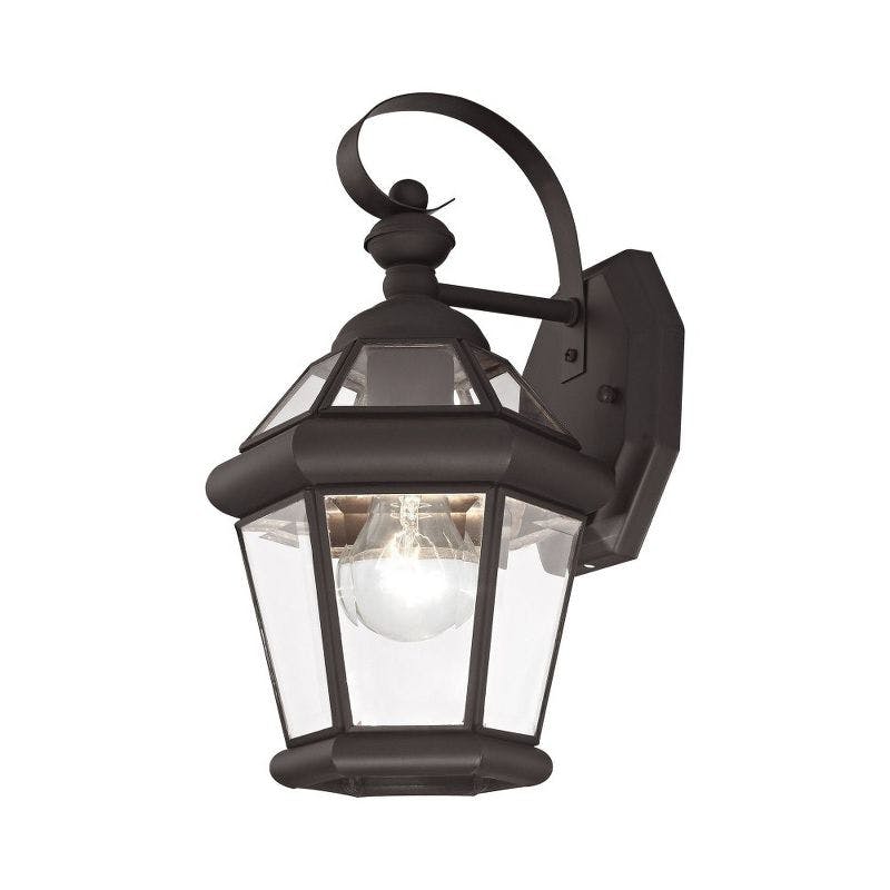 Georgetown Classic Bronze Lantern Wall Light with Clear Glass