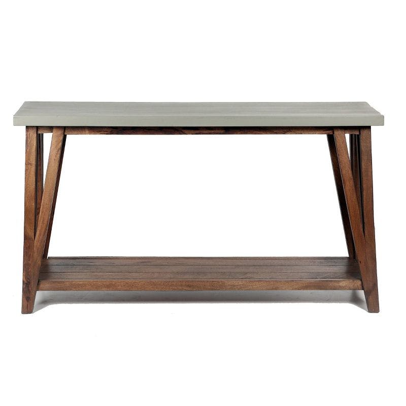 Modern Loft 56" Wood and Concrete-Coated Console Table with Storage