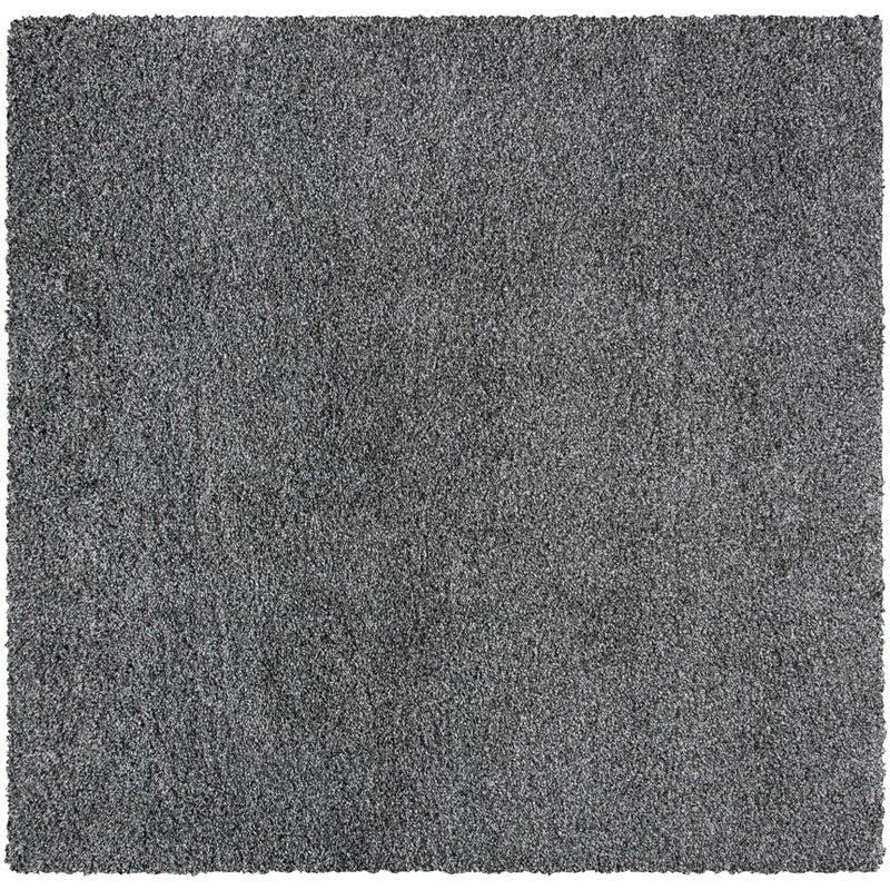 Plush Dark Grey Synthetic Square Shag Rug - Easy Care, Reversible